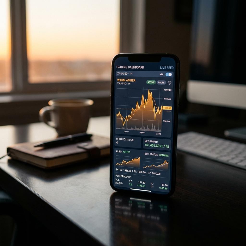 Panel de control de la plataforma de trading de criptomonedas con IA Receiptix